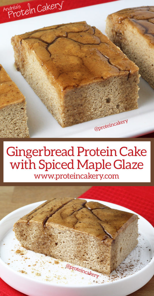 Gingerbread Protein Cake with Spiced Maple Glaze - low carb, gluten free, high protein