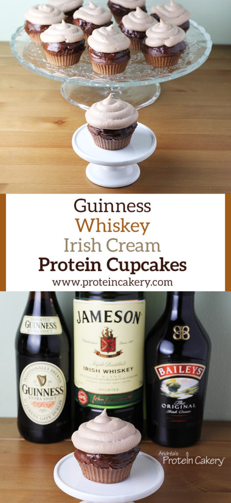 Guinness Whiskey Irish Cream Protein Cupcakes - Irish car bomb cupcakes - low carb, gluten free