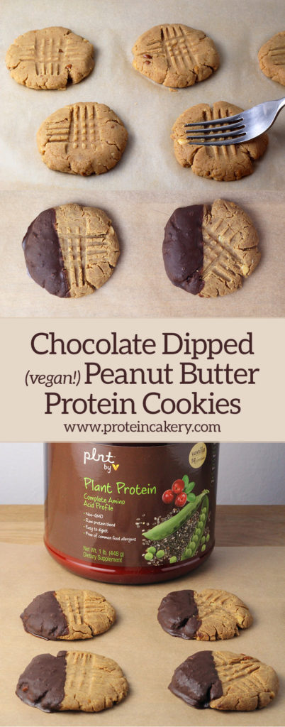 Chocolate Dipped Peanut Butter Protein Cookies - vegan, gluten free, low carb - Andréa's Protein Cakery