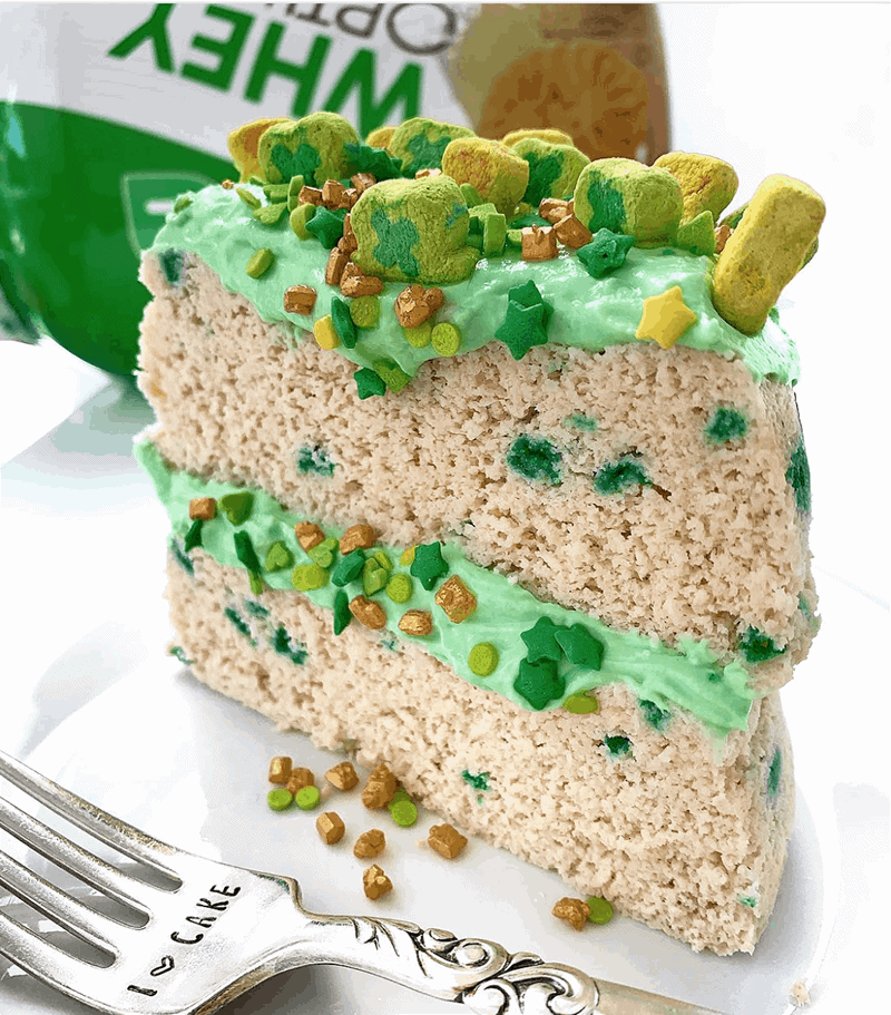 Vanilla Protein Cake with Pistachio Frosting
