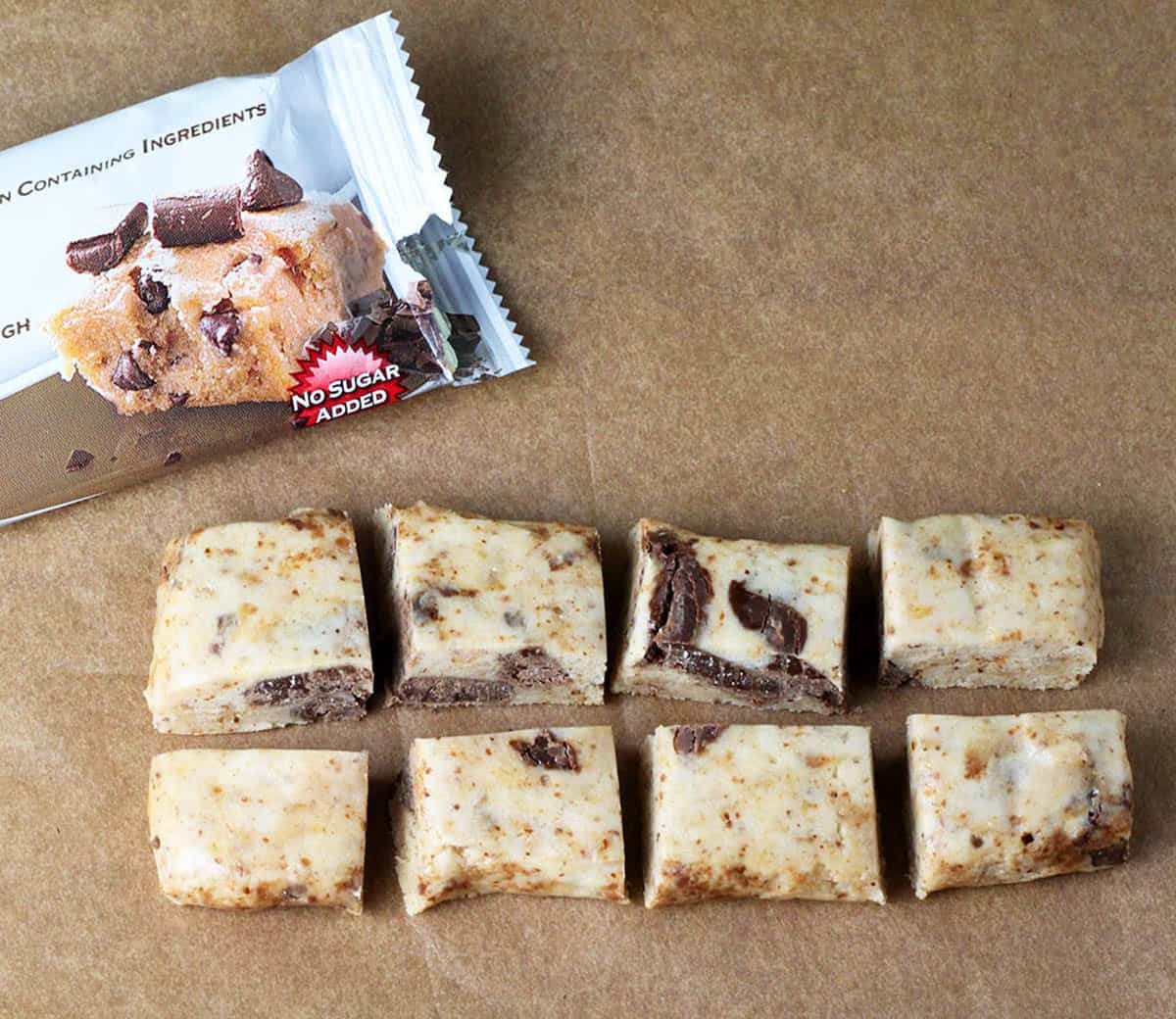 quest bar cut into 8 pieces