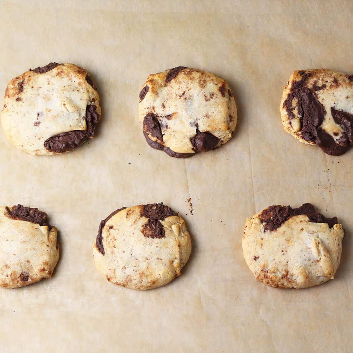 quest bar cookies on parchment.