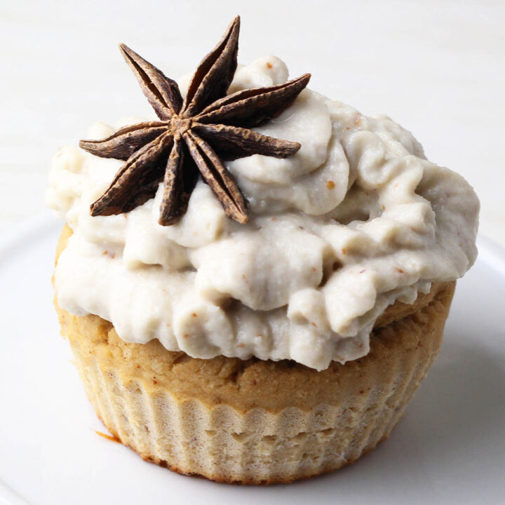 frosted cupcake with a whole star anise on top