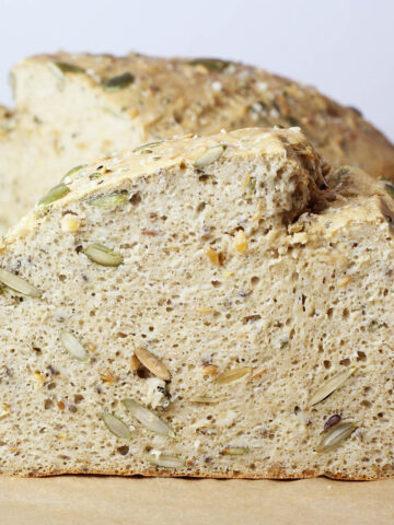 inside view of a loaf of seeded bread