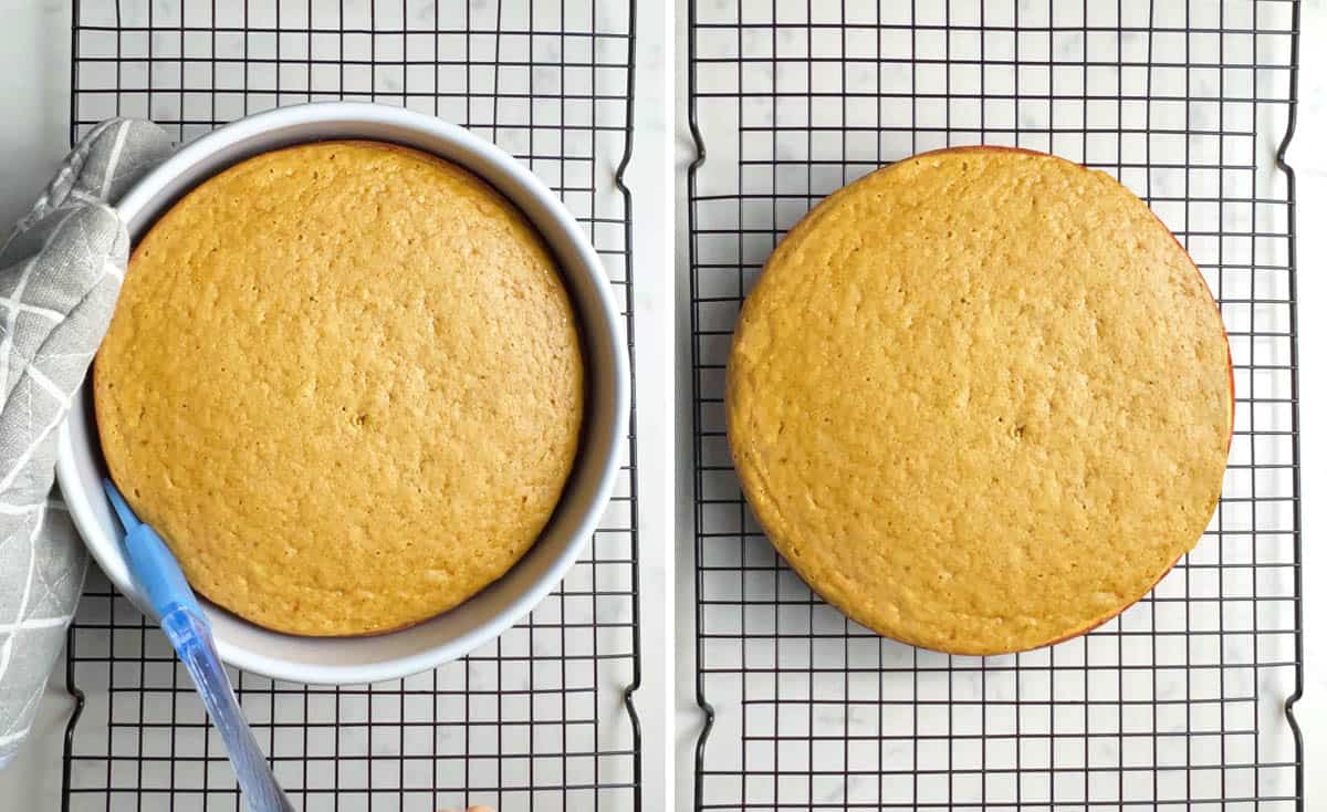 cake cooling on rack