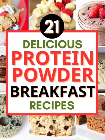 collage of protein powder breakfast ideas