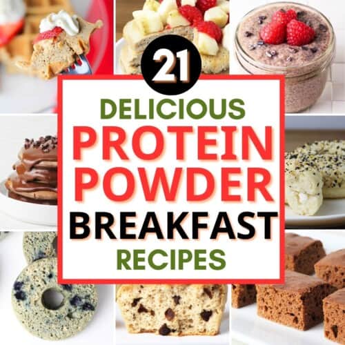 collage of protein powder breakfast ideas