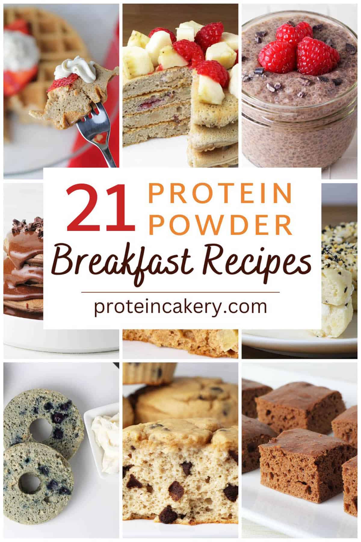 collage of protein powder breakfast ideas