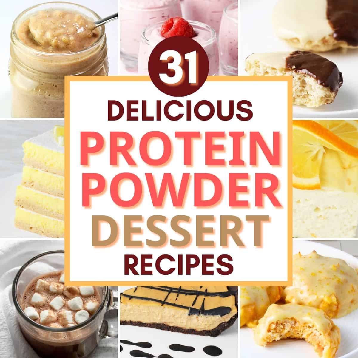 collage of protein powder desserts