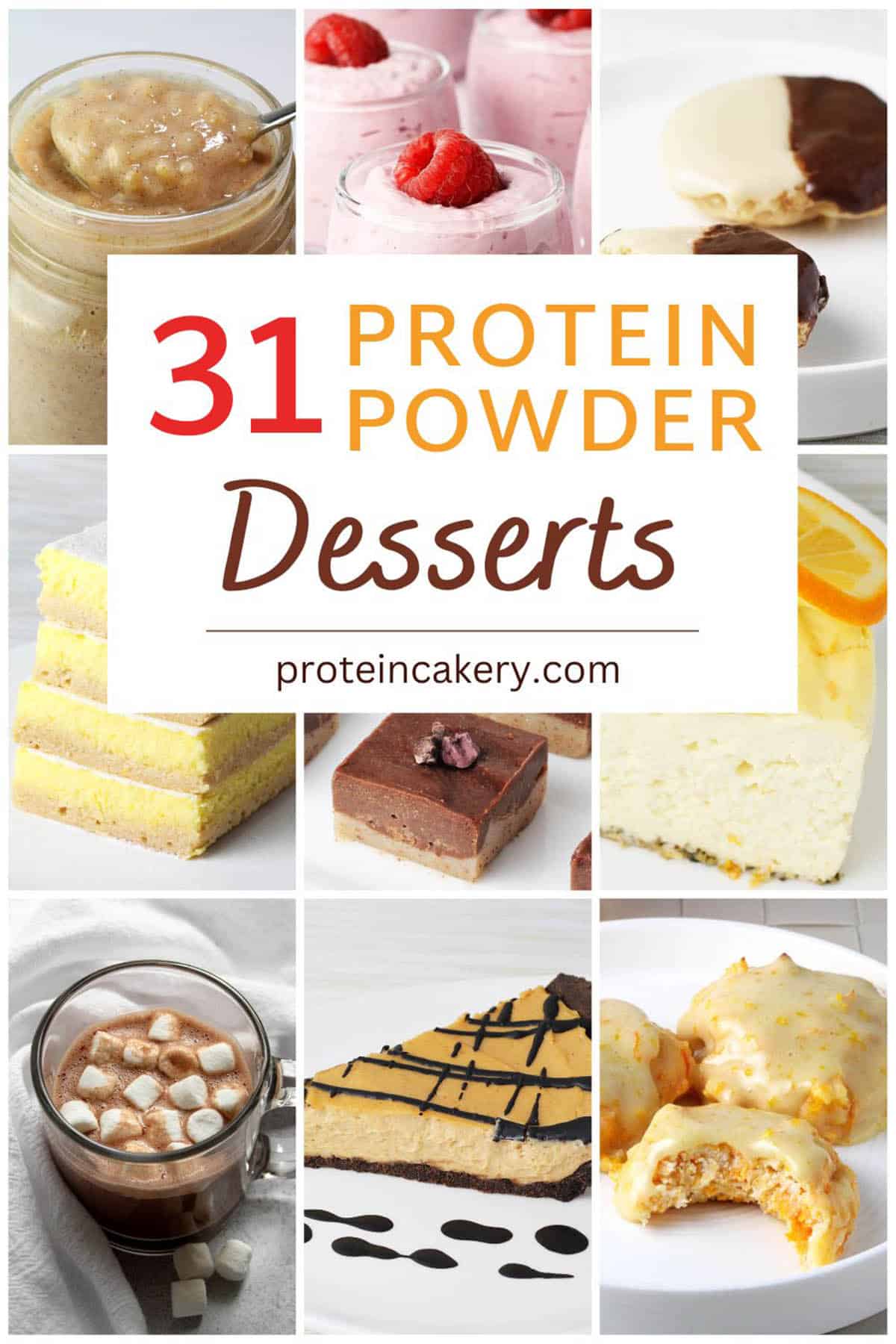 collage of protein powder desserts