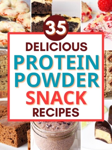 collage of protein powder snacks