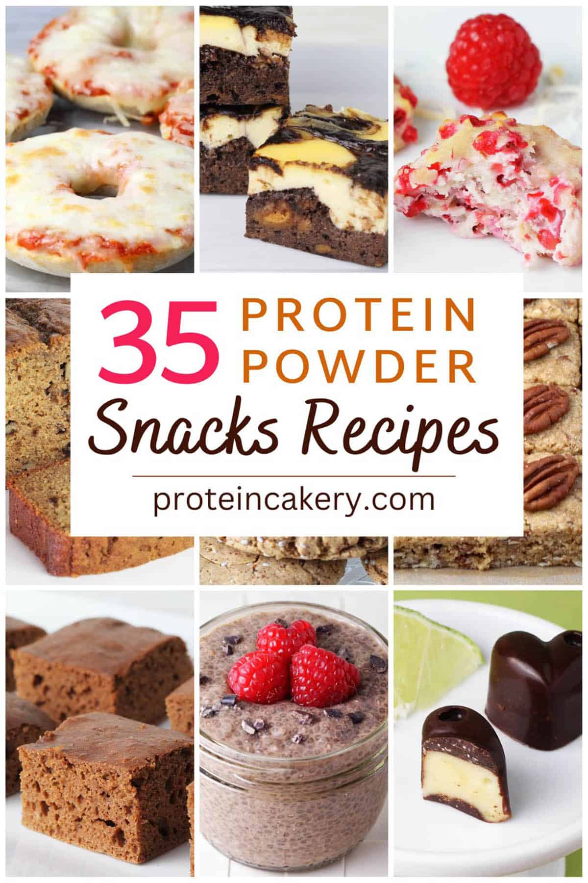 collage of protein powder snacks