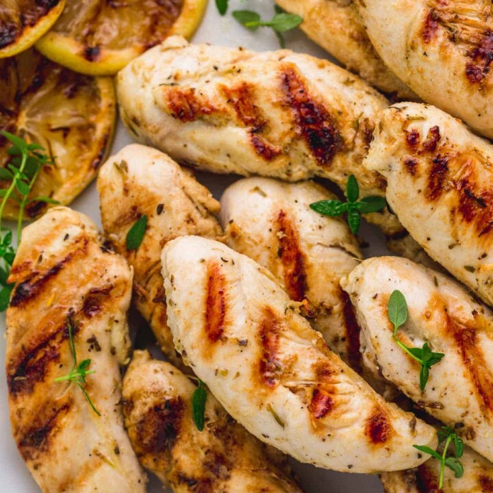 plate of grilled chicken tenders