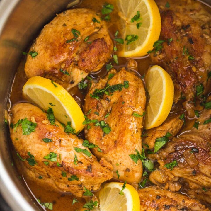lemon garlic chicken in a pot