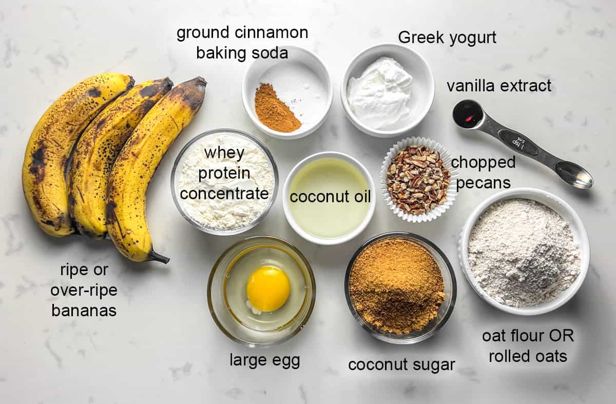 photo of ingredients for protein banana bread.