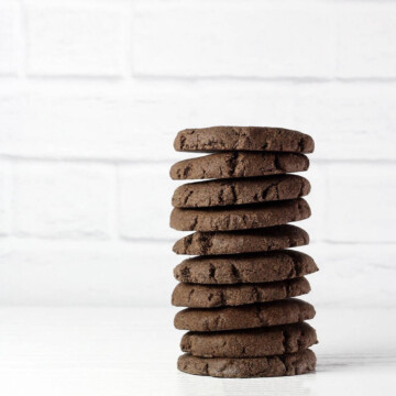 stack of hemp protein no bake cookies with white background.