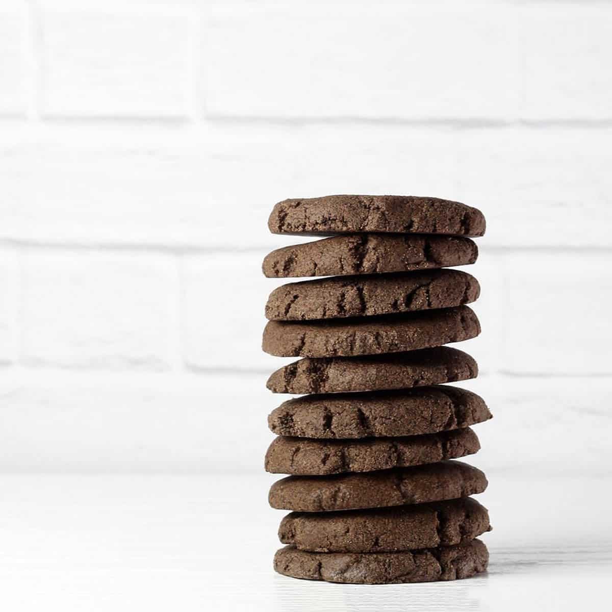 stack of hemp protein no bake cookies with white background.