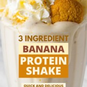 banana protein shake with toppings.