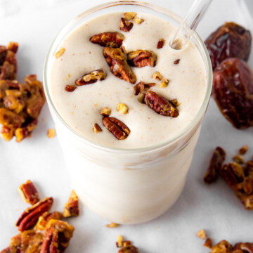 protein shake with pecans and dates.