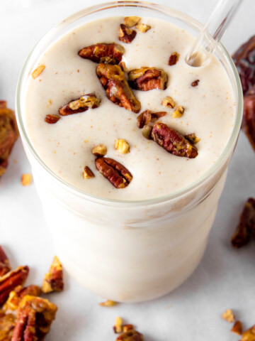 protein shake with pecans and dates.