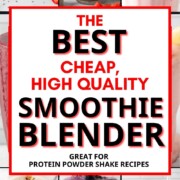 collage of protein smoothies with text overlay.