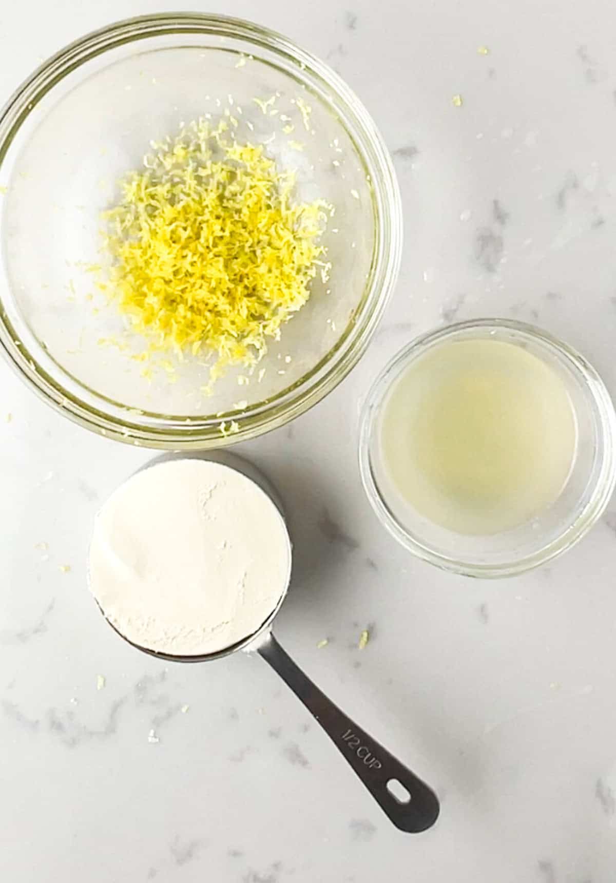 ingredients for the high protein lemon filled chocolates.