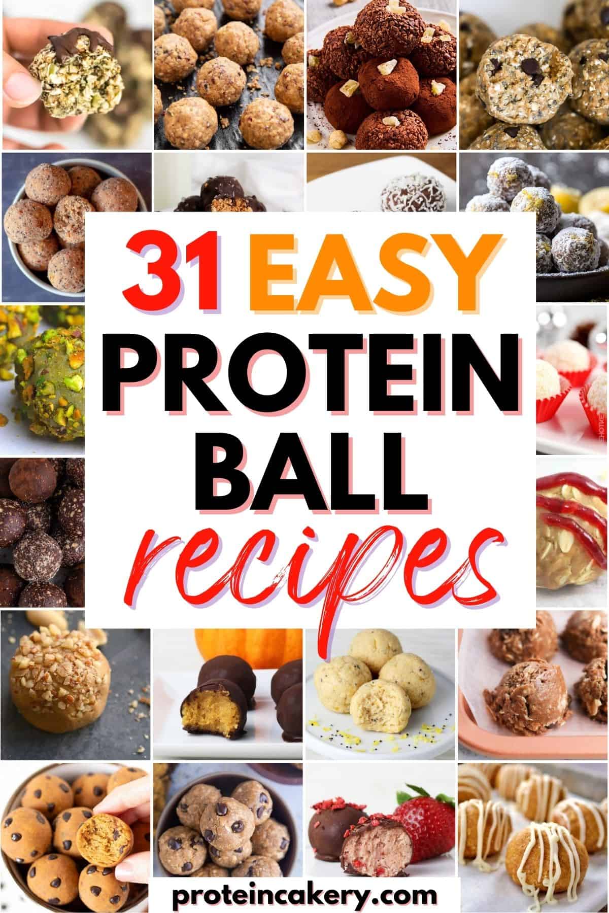 collage of protein balls with text overlay.