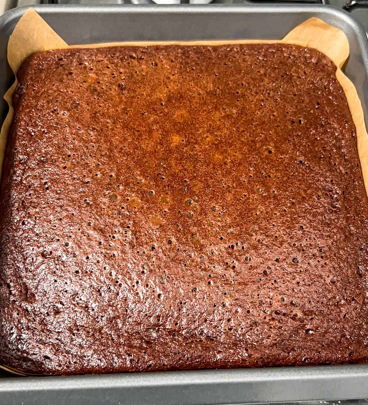 collagen protein brownies just out of the oven.