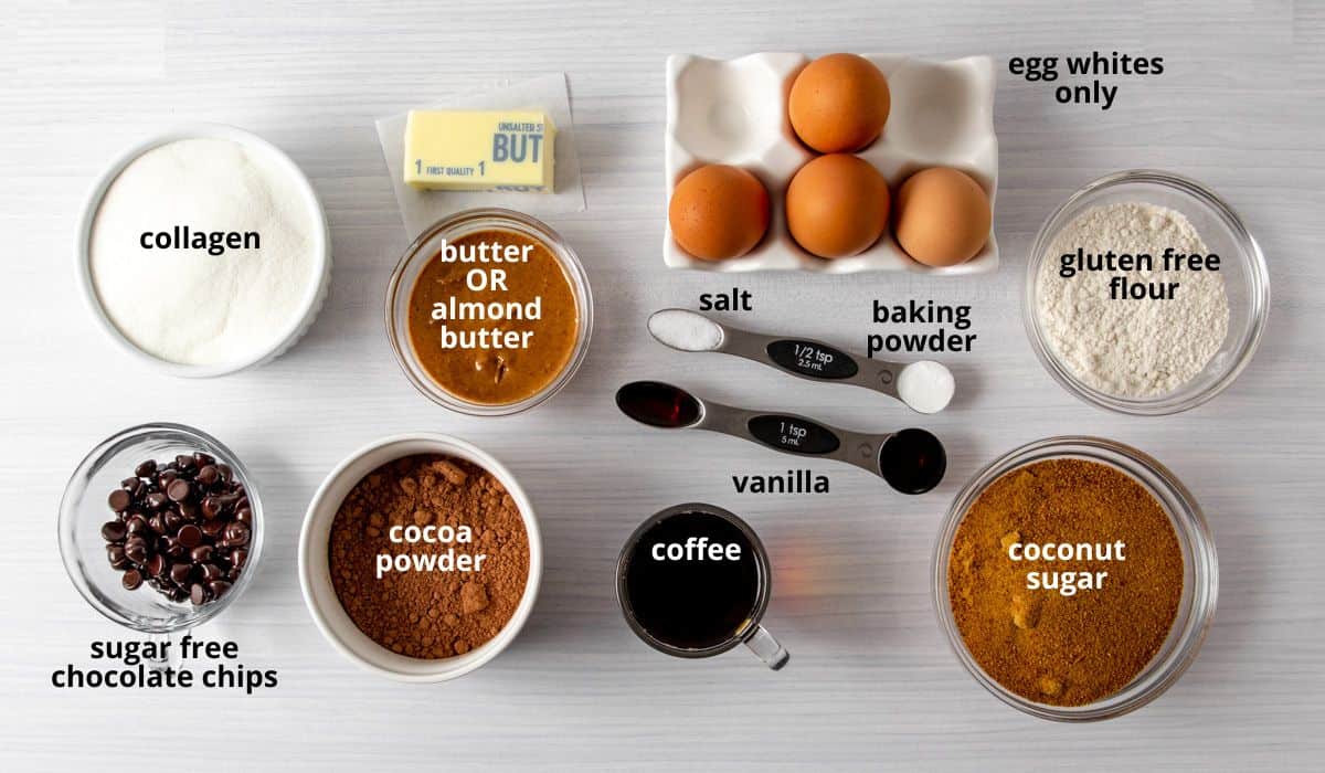 labeled ingredients for collagen protein brownies.