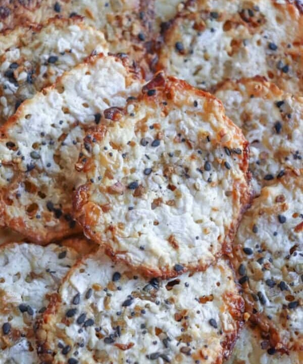plate of low carb cottage cheese chips.