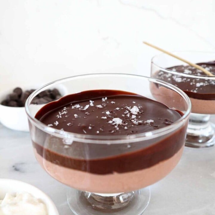 chocolate mousse in dessert dishes.