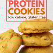 4 protein pumpkin cookies with text overlay.