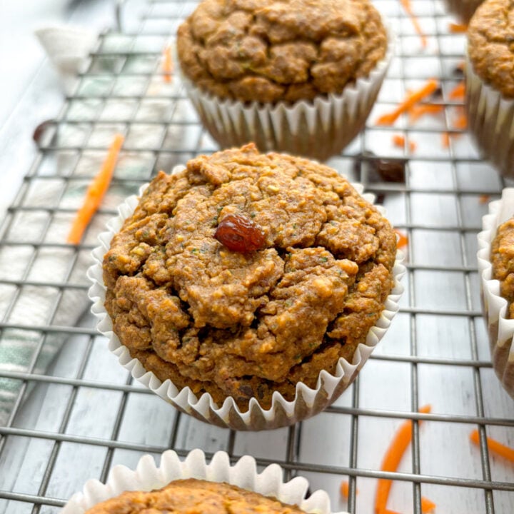 veggie protein muffins on a cooling rack.