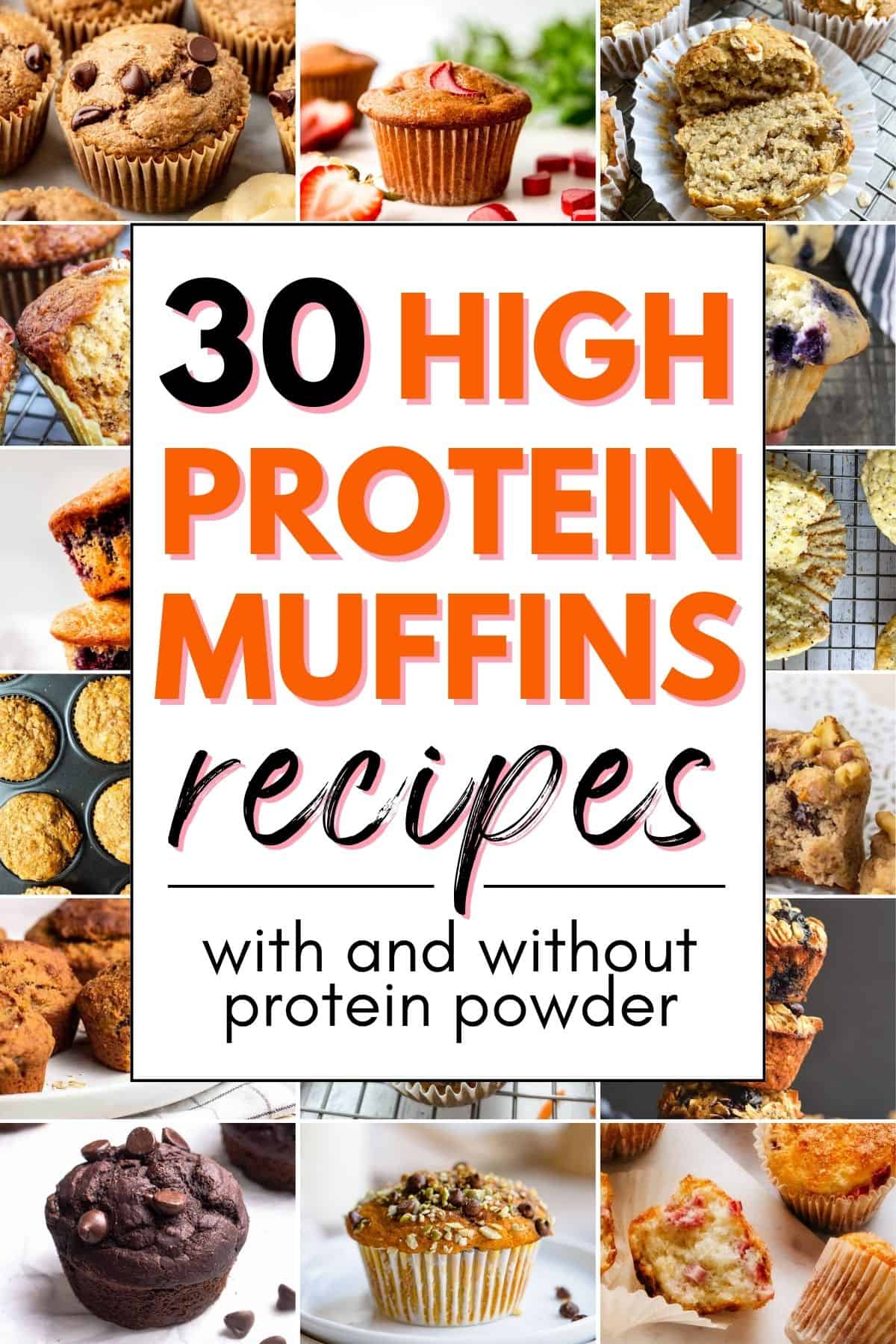 collage of high protein muffin photos with text overlay.