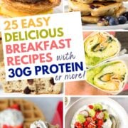 Delicious blueberry pancakes stacked with blueberries and chocolate chips.