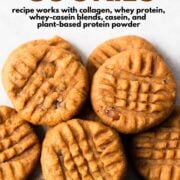 peanut butter protein cookies with text overlay.