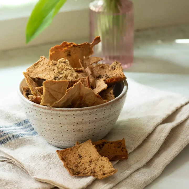 crackers made from tofu, in a bowl.