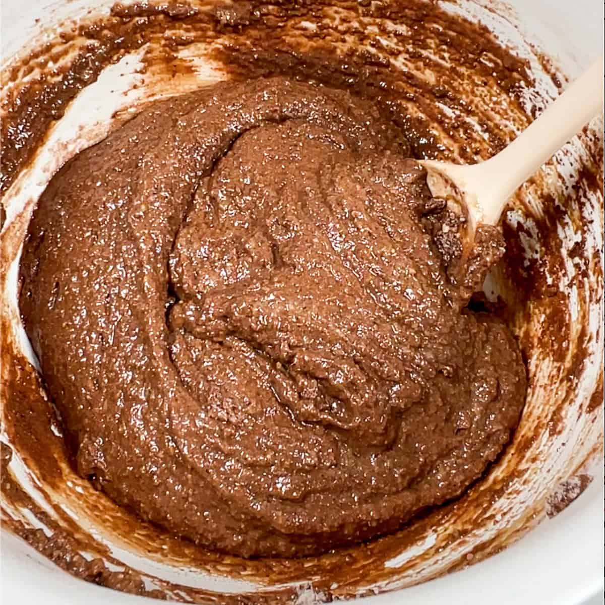 protein brownie batter mixed in a bowl.