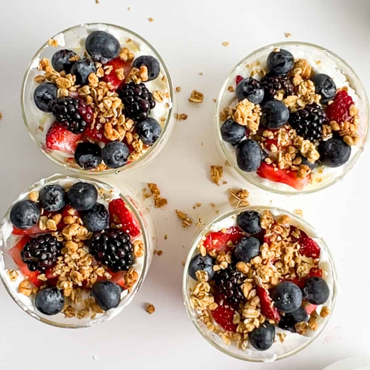 completed high protein breakfast yogurt parfaits.